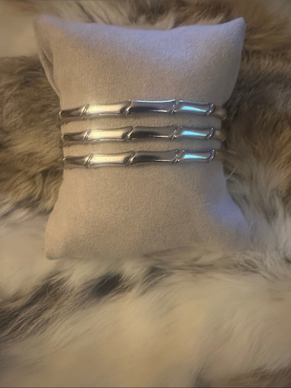 LSJ Three Row Bamboo-Style Cuff Bracelet